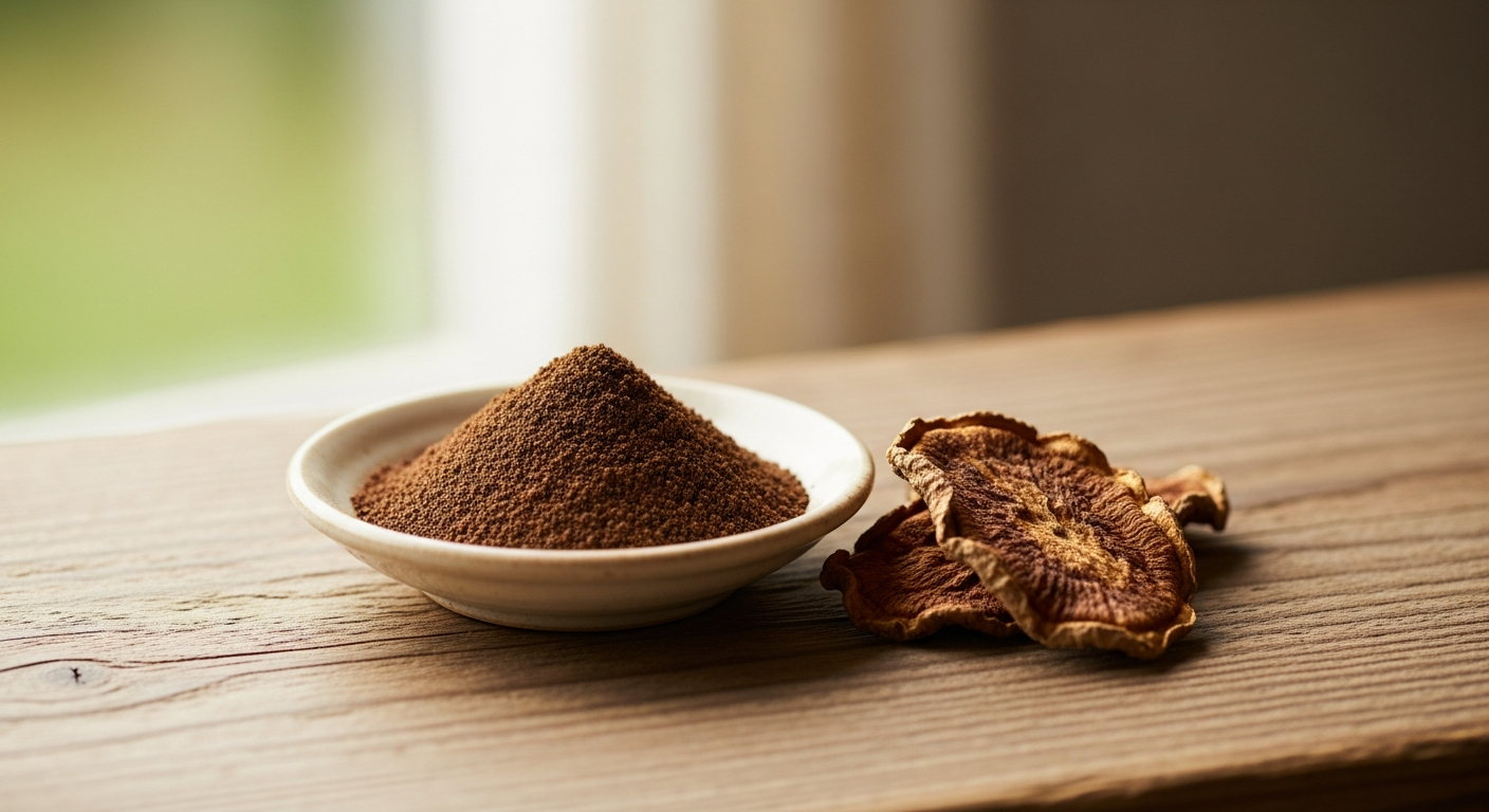 ごぼう茶/粉末の食物繊維量を象徴するアート写真。1食3.5g / 100g35g。
