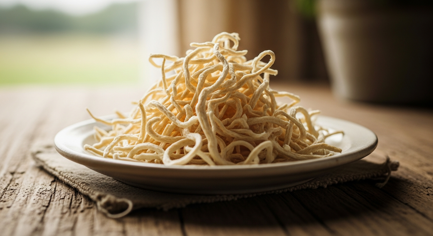 切り干し大根の食物繊維量を象徴するアート写真。1食3.2g / 100g21.3g。