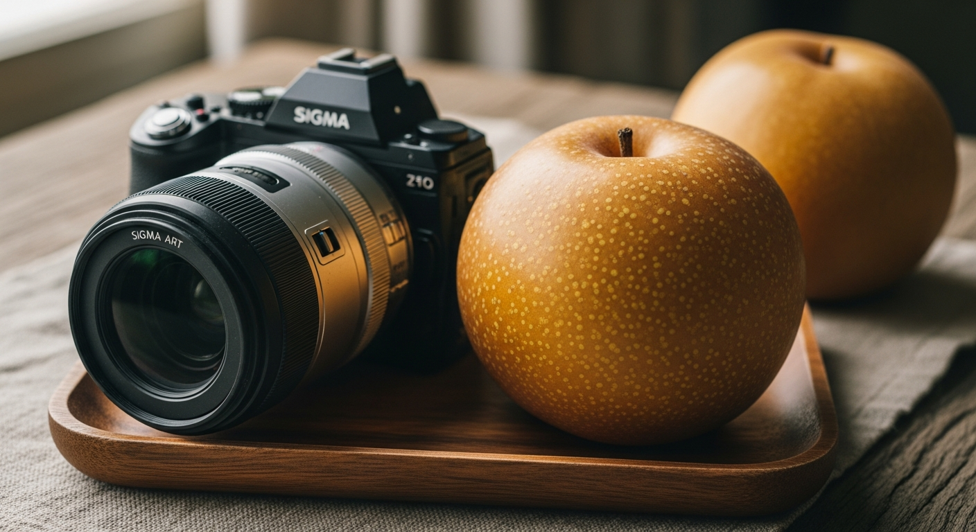 なしの食物繊維量を象徴するアート写真。1食1.8g / 100g0.9g。