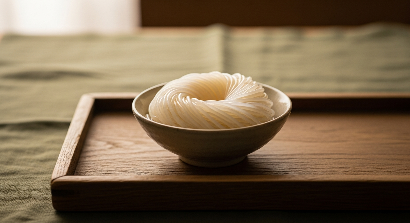 しらたきの食物繊維量を象徴するアート写真。1食2.9g / 100g2.9g。